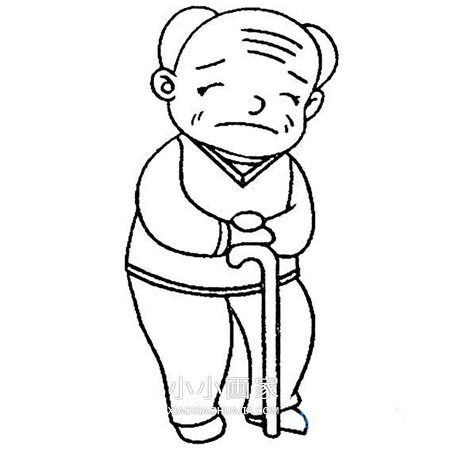 重阳节老人的简笔画画法图片步骤步骤6