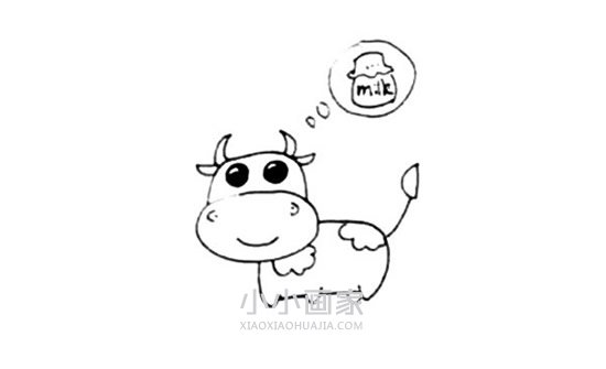可爱奶牛简笔画画法图片步骤步骤6