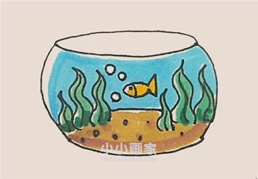 绘本故事玻璃鱼缸简笔画画法图片步骤