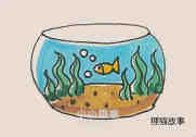 绘本故事玻璃鱼缸简笔画画法图片步骤