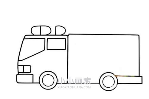 彩色消防车简笔画画法图片步骤步骤4