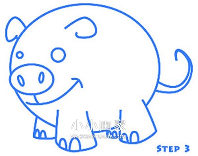 可爱粉红猪简笔画画法图片步骤步骤4