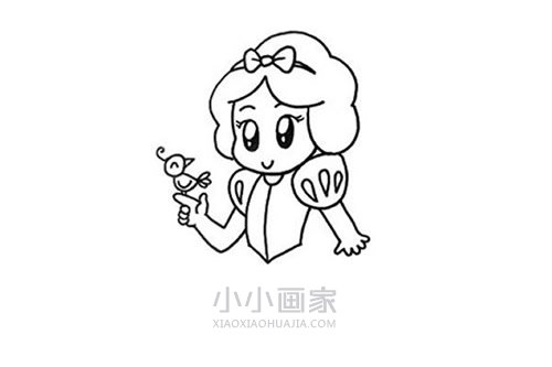 美丽的白雪公主简笔画画法图片步骤步骤3