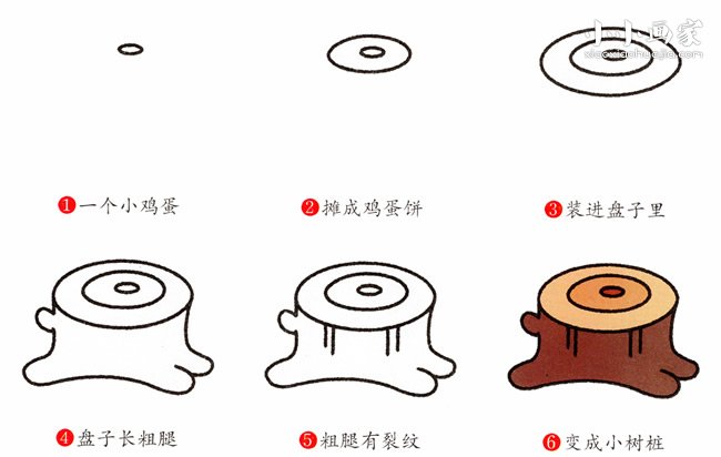 绘本故事树桩简笔画画法图片步骤
