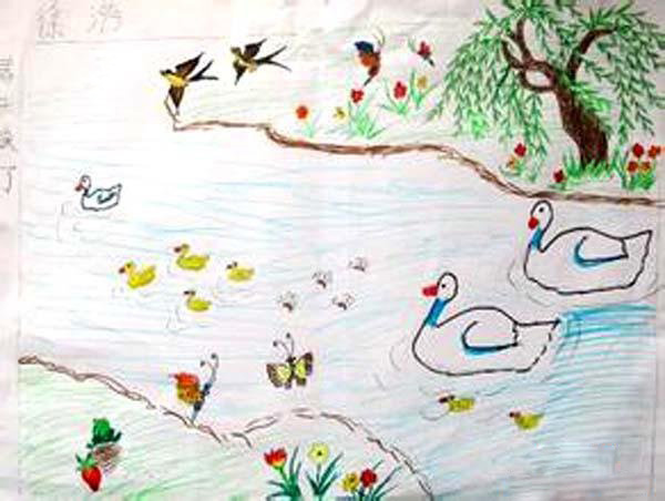 小学生描画春天的景象儿童画图片步骤1