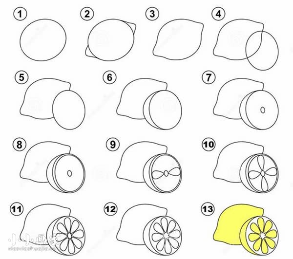 绘本故事彩色柠檬简笔画画法图片步骤