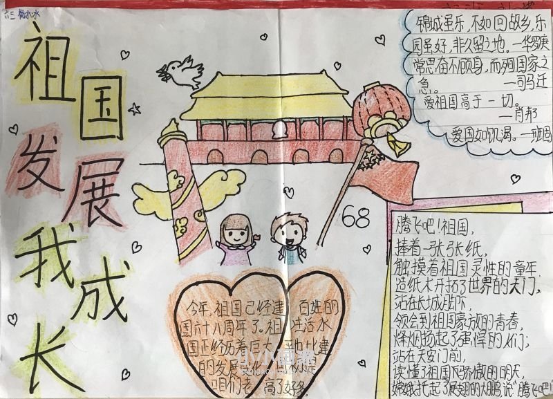 祖国发展我成长手抄报图片简单六年级步骤1
