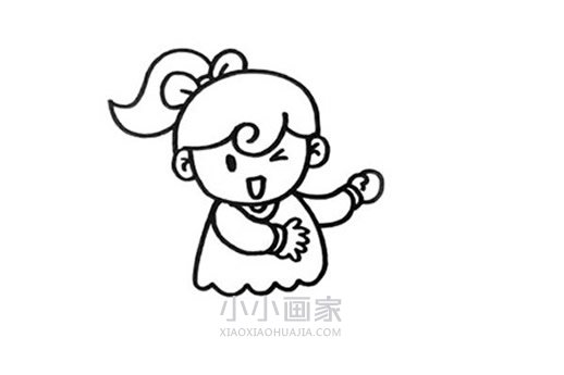 打伞的小女孩简笔画画法图片步骤步骤3