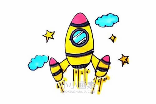 绘本故事升空的宇宙飞船简笔画画法图片步骤