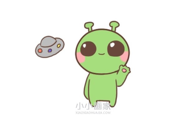 彩色可爱外星人简笔画画法图片步骤