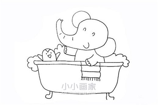 泡澡的大象简笔画画法图片步骤步骤6