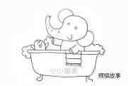泡澡的大象简笔画画法图片步骤步骤6