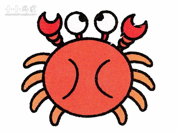 胖嘟嘟卡通螃蟹简单画画法图片步骤步骤1