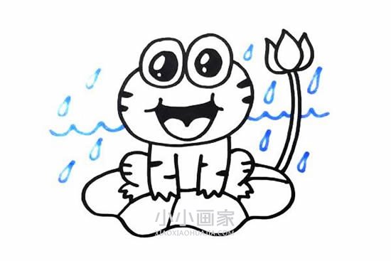 荷叶上的小青蛙简笔画画法图片步骤步骤5