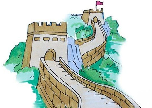 八达岭长城简笔画步骤1