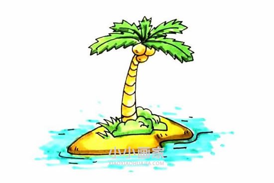 岛上的椰子树简笔画画法图片步骤步骤1