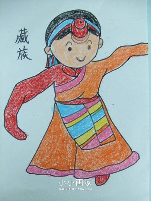 各民族人物蜡笔画作品图片步骤9