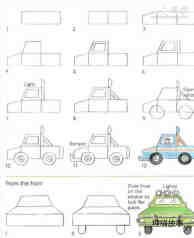 绘本故事小货车正面和侧面简笔画画法图片步骤