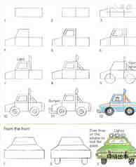 小货车正面和侧面简笔画画法图片步骤