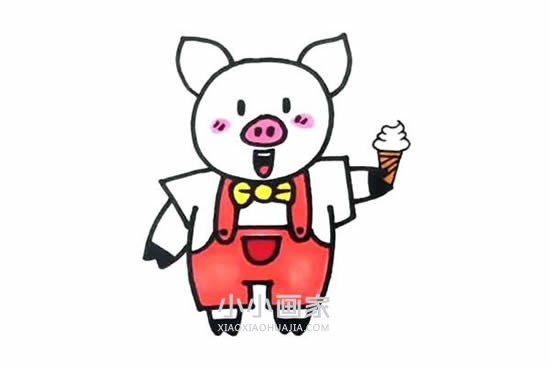 绘本故事吃冰激凌的小猪简笔画画法图片步骤