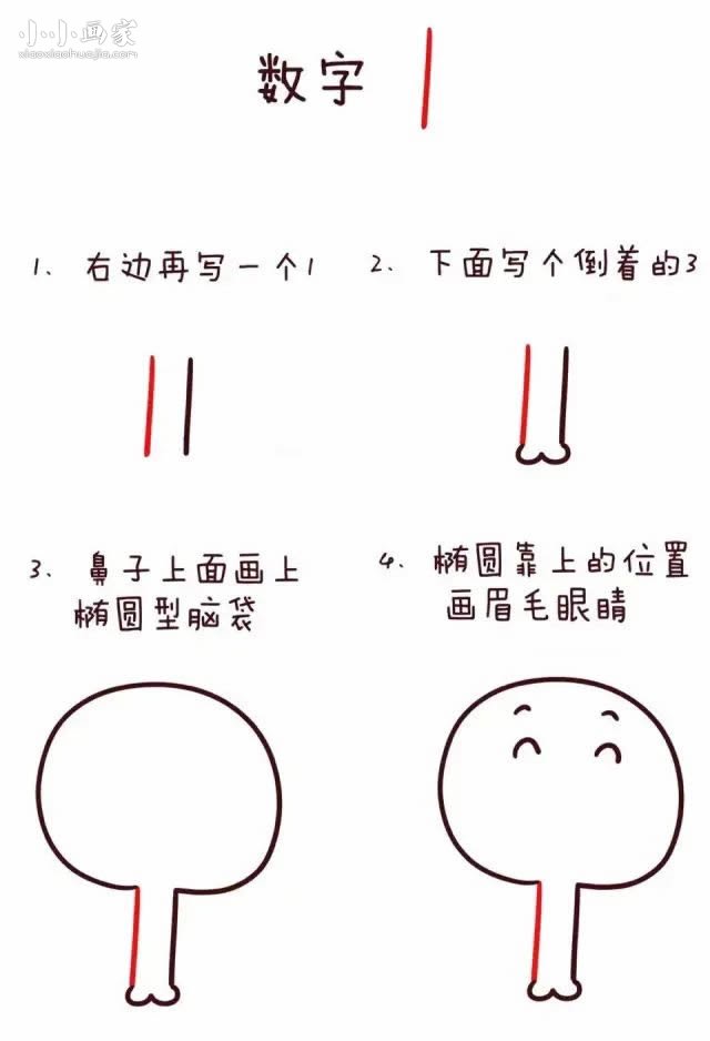 数字1简笔画大象画法图片步骤步骤2
