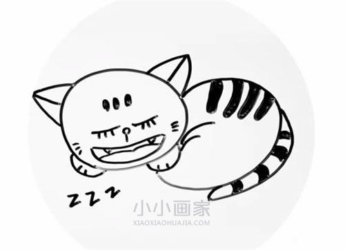 绘本故事睡觉打呼噜的猫咪简笔画画法图片步骤
