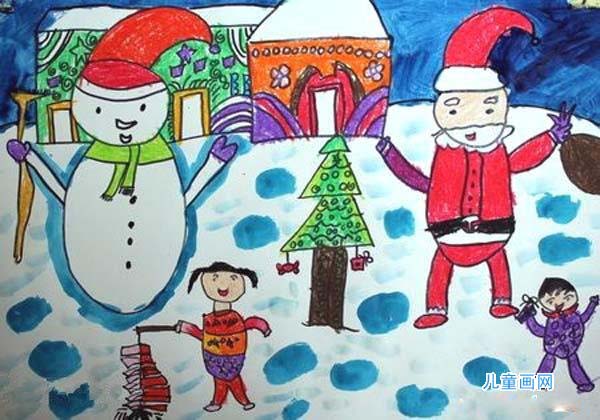 小学一年级庆祝圣诞节快乐儿童画作品图片