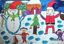 绘本故事小学一年级庆祝圣诞节快乐儿童画作品图片