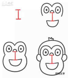 字母I简笔画小猴子的画法图片步骤步骤1