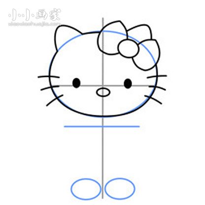 彩色的Hello Kitty简笔画画法图片步骤步骤5