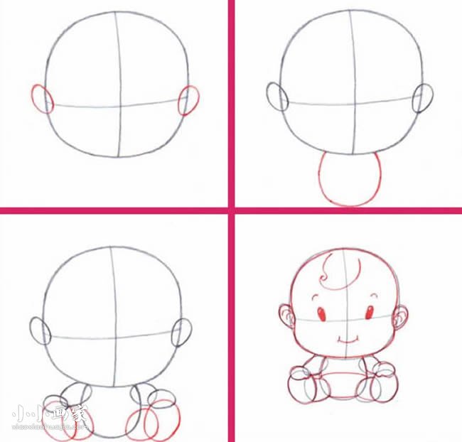 可爱宝宝简笔画画法图片步骤步骤1
