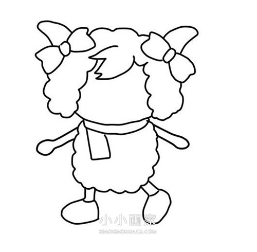 喜羊羊/美羊羊简笔画画法图片步骤步骤12
