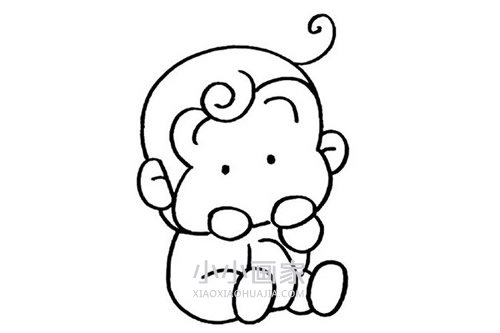 可爱猴宝宝简笔画画法图片步骤步骤6