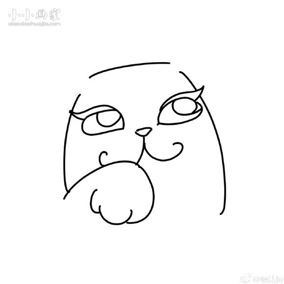 彩色偷笑的猫咪简笔画画法图片步骤步骤3