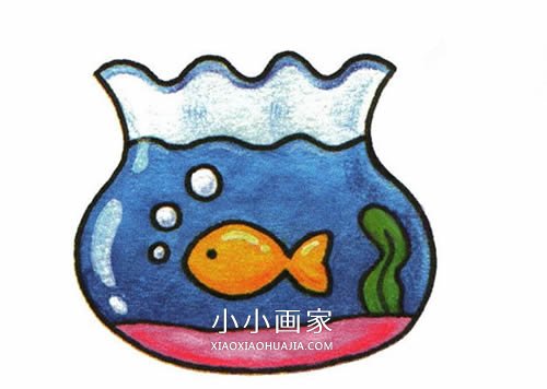 金鱼鱼缸简笔画画法图片步骤