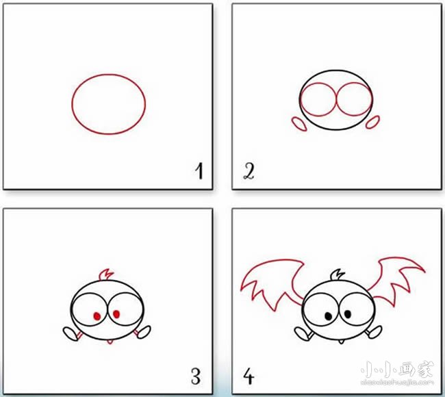 绘本故事可爱卡通小蝙蝠简笔画画法图片步骤