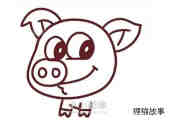 彩色卡通小猪简笔画画法图片步骤步骤5
