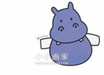 彩色卡通河马简笔画画法图片步骤步骤4