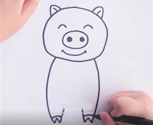 可爱小粉猪简笔画画法图片步骤步骤4
