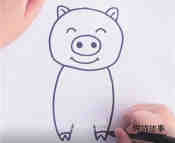 可爱小粉猪简笔画画法图片步骤步骤4