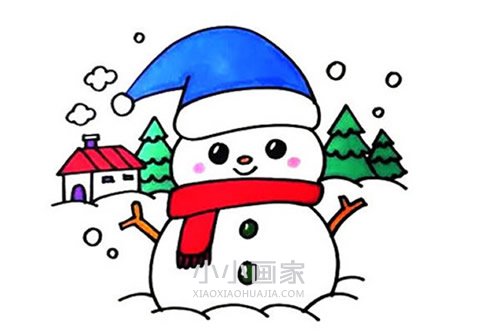 圣诞雪人简笔画画法图片步骤步骤1