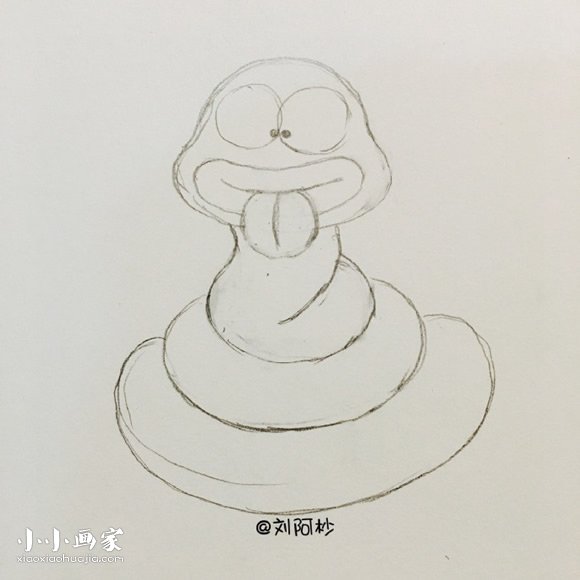 做鬼脸的大蛇简笔画画法图片步骤步骤7