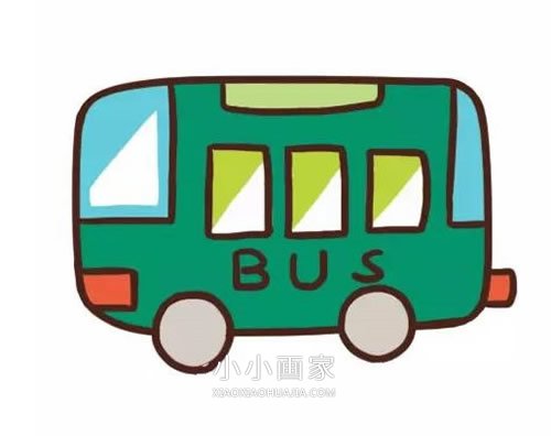 彩色公交车简笔画画法图片步骤步骤4