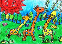 长颈鹿的画法 长颈鹿儿童画画图片大全步骤1