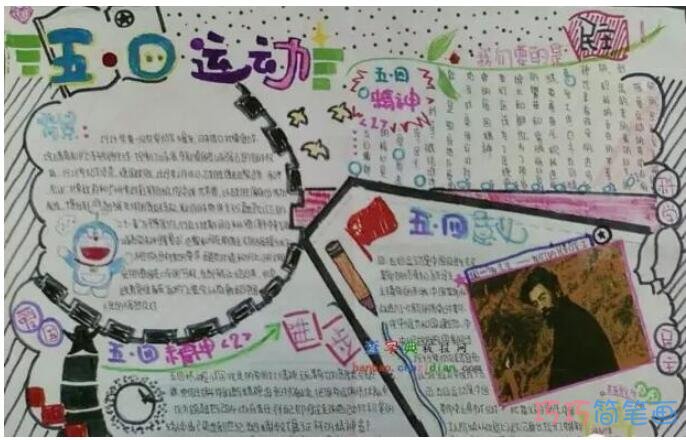 小学三年级关于弘扬五四精神手抄报内容资料步骤1