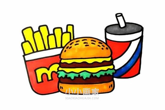 绘本故事麦当劳套餐简笔画画法图片步骤
