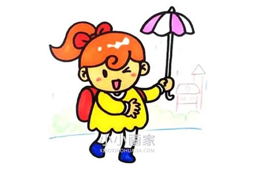 打伞的小女孩简笔画画法图片步骤步骤1