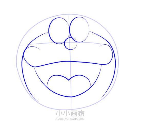 挥手的哆啦A梦简笔画画法图片步骤步骤3