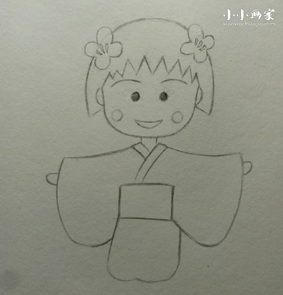 彩色樱桃小丸子简笔画画法图片步骤步骤7