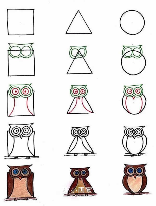 几何图形简笔画卡通小动物画法图片步骤步骤3